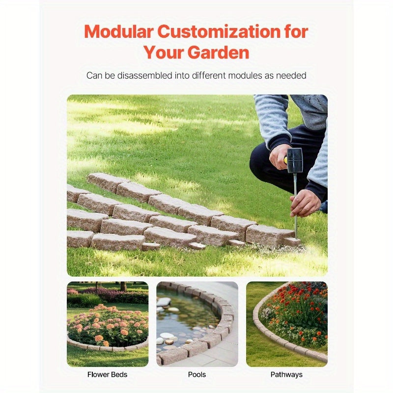 Faux Stone Landscape Edging 46.2 x 2.2 in Garden Lawn Edging Border for Walkway