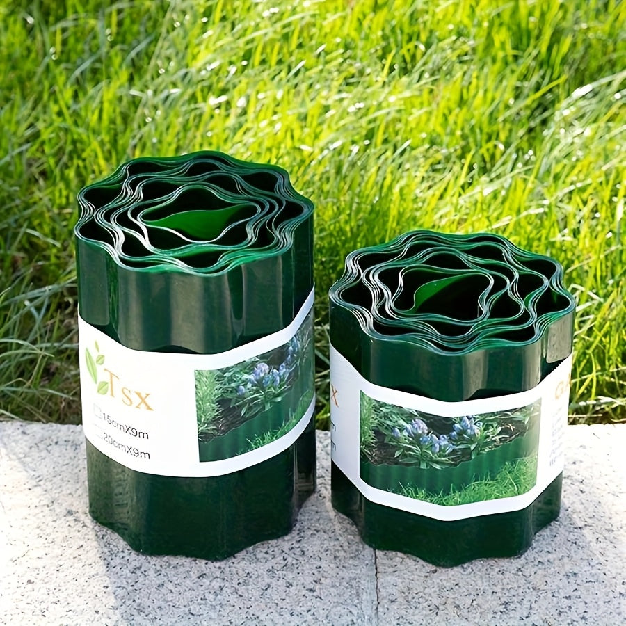 1pc Flexible Garden Fence 1pc Durable PP Flexible Garden Barrier Fence | Military Green Wave-Design Lawn Edging for Easy Installation, Decorative Landscape Border for Flower Beds, Gardens & Yard Maintenance