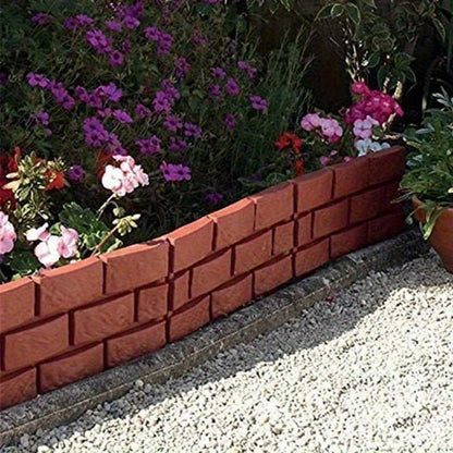 4 Polypropylene Garden Fence Edge, Splicing Brick Effect Lawn Border, DIY Plant Bed Partition, Ornamental Flower Bed Garden Bricks-Brown