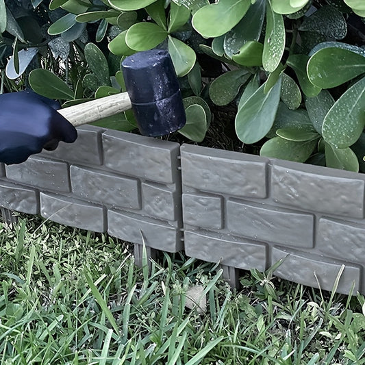 Easy Install Modern Gray Stone-Look Plastic Fence - Decorative Split Patio & Lawn Divider, Corrosion-Resistant Garden Fence for Villa or Landscape, Easy Installation|Modern Design|Plastic Fence, Fence Decorations