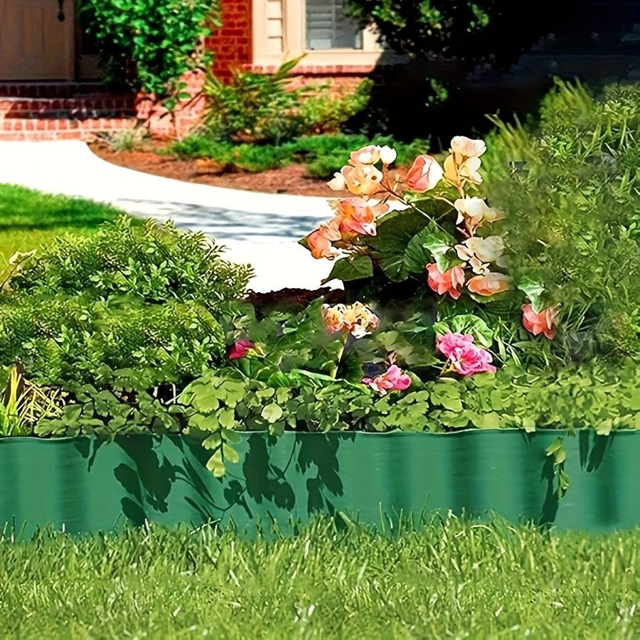 1pc Flexible Garden Fence 1pc Durable PP Flexible Garden Barrier Fence | Military Green Wave-Design Lawn Edging for Easy Installation, Decorative Landscape Border for Flower Beds, Gardens & Yard Maintenance