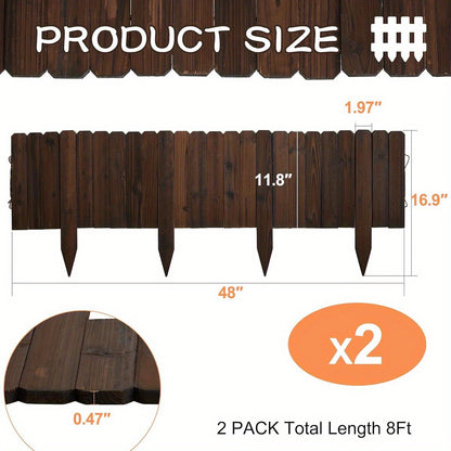 1pc Wooden Garden Fence & Edging - 11.8' H x 48' L, Durable Plastic Plant Support for Flower Beds, Trees, Patio Paths - Decorative Landscape Border, Easy Installation, Garden Fence for Yard, Tree Surround Protection, Natural Appearance