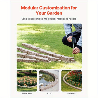 Faux Stone Landscape Edging 46.2 x 2.2 in Garden Lawn Edging Border for Walkway