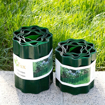 1pc Flexible Garden Fence 1pc Durable PP Flexible Garden Barrier Fence | Military Green Wave-Design Lawn Edging for Easy Installation, Decorative Landscape Border for Flower Beds, Gardens & Yard Maintenance